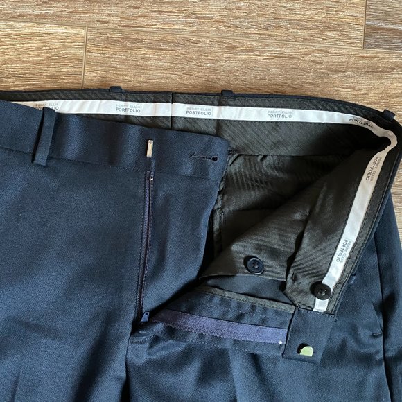 Perry Ellis Portfolio Slim Fit Really Dark Navy Dress Pants 30 x 32 - Picture 3 of 6